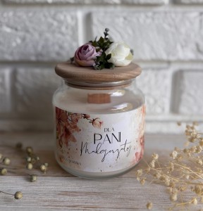 Świeca sojowa Dla nauczycielki-400 g - kwiaty