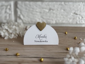 Winietki półokrągłe ze złotym sercem/gołębiem