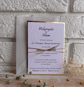 Zaproszenie ślubne -złoty papier i wytłaczanie